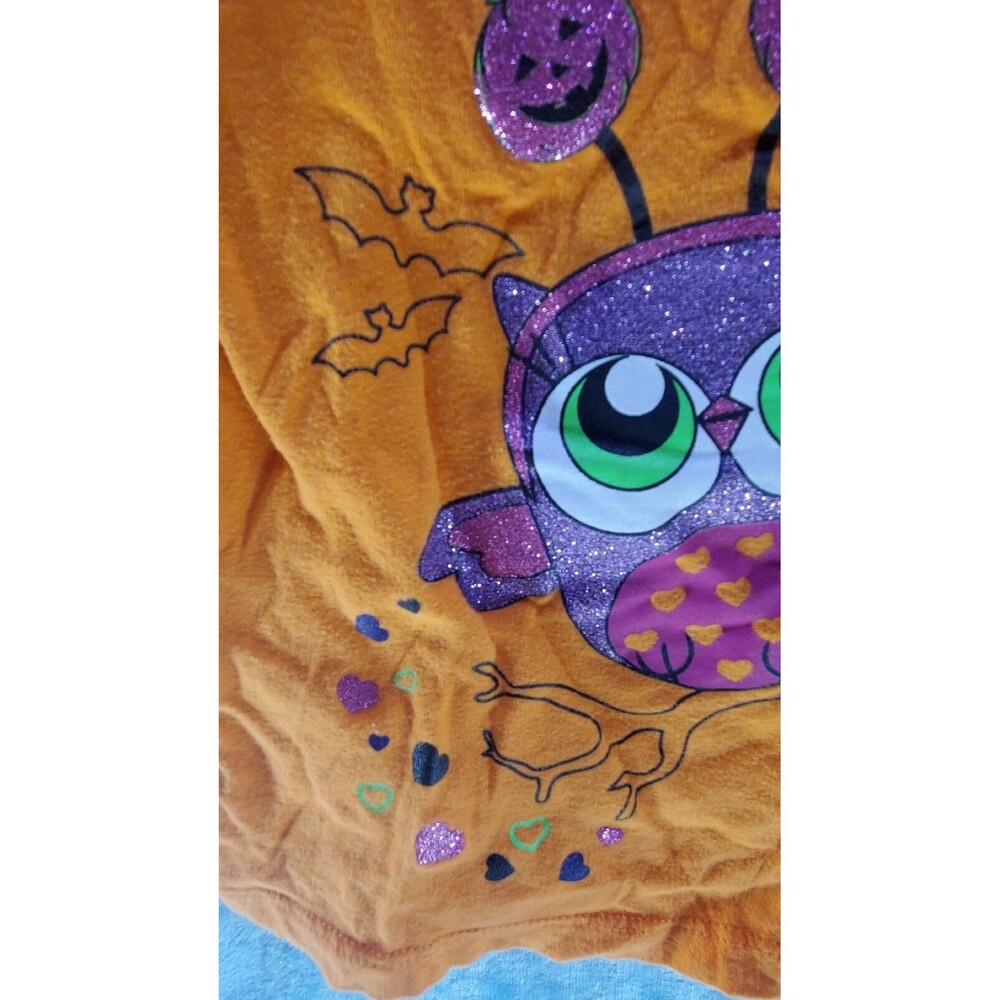 18 Months Owl Orange Halloween Glitter Pumpkin Hearts Bats Cute Shirt - Picture 4 of 8
